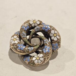 14k Gold Floral Enamel Victorian Brooch Or Pendant